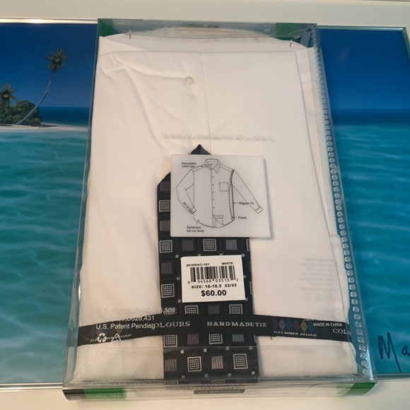 NIB COLOURS LONG SLEEVE MENS DRESS SHIRT W/TIE - Picture 2 of 5